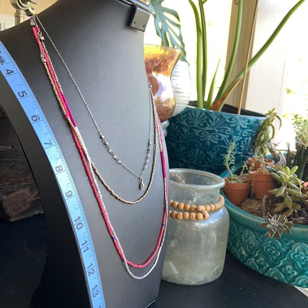 Loft Necklace Layered Red White Sliver Crystal $18ea or Bundle3/$30
